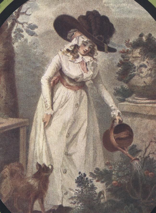 Dame with watering can
